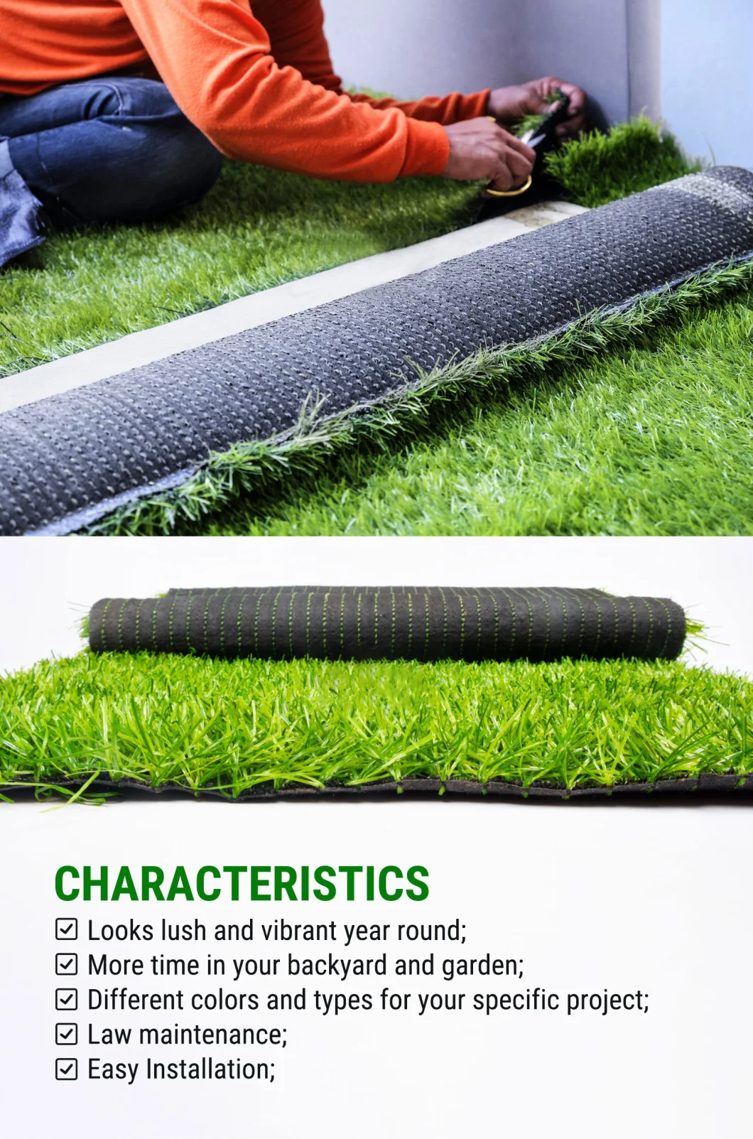 Customized Size Artificial Grass Turf Indoor Outdoor Garden Lawn Landscape Balcony Synthetic Turf Mat